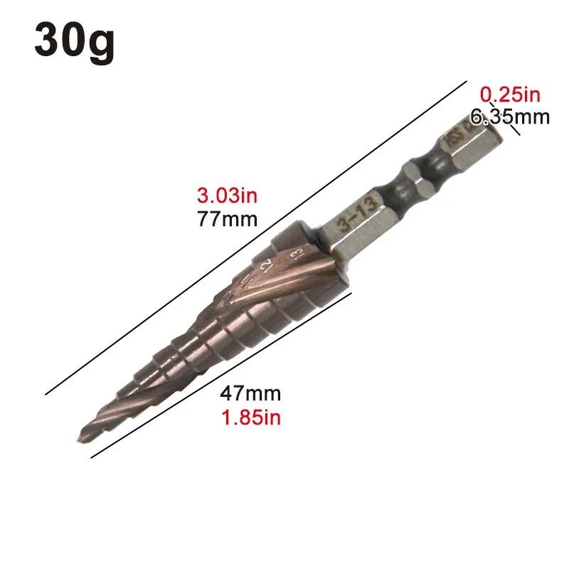 Foret étagé en acier inoxydable, M35, spirale hexagonale, 3-13mm, asile alt contenant, ouvre-trou, C
