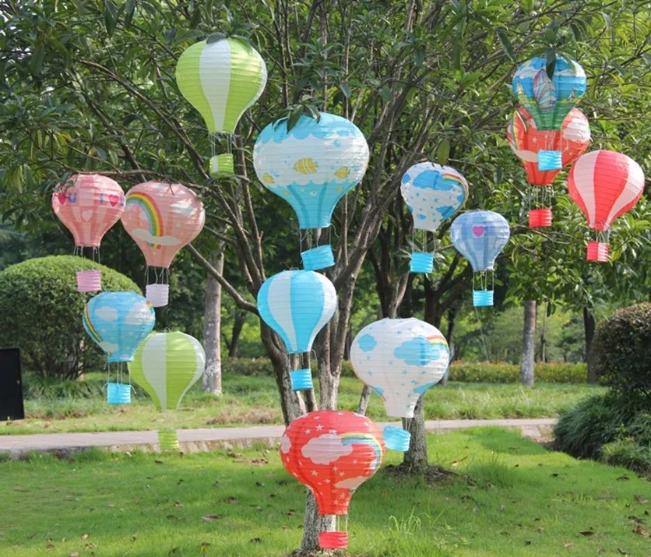 Lanterne flocon de neige père noël, 30cm, élan, ballon à Air chaud, lanterne en papier suspendue pou
