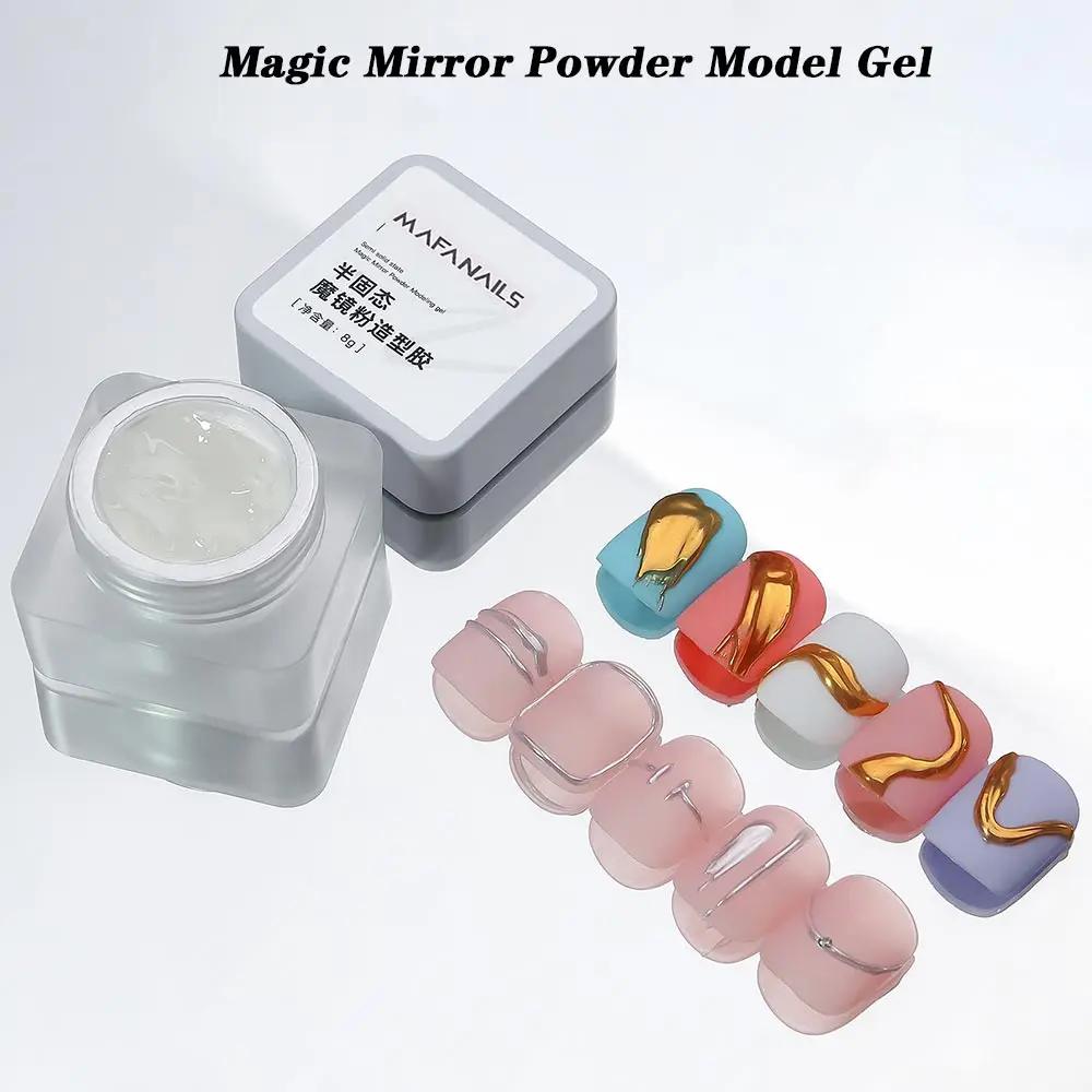 Poudre de miroir magique semi-solide, Gel de modélisation 3D, photothérapie transparente, colle pour