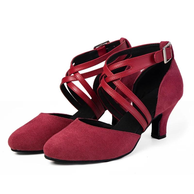 Nouvelles chaussures de danse latine à talons bas pour femmes, chaussures de danse sociale carrées p