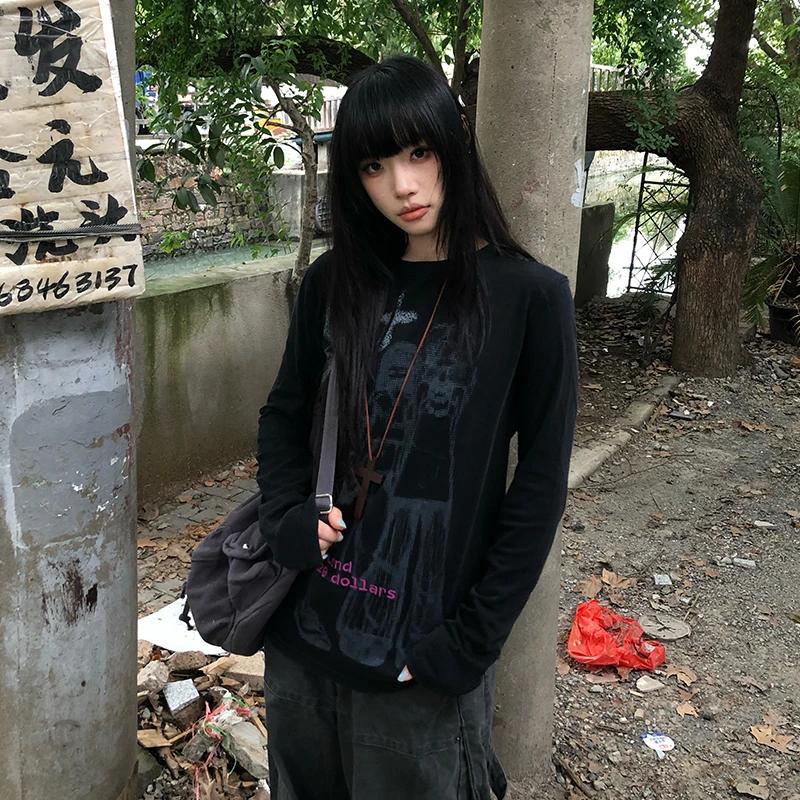 Karrram japonais Y2k Anime imprimé T-shirt Vintage Harajuku à manches longues T-shirt 2000s esthétiq
