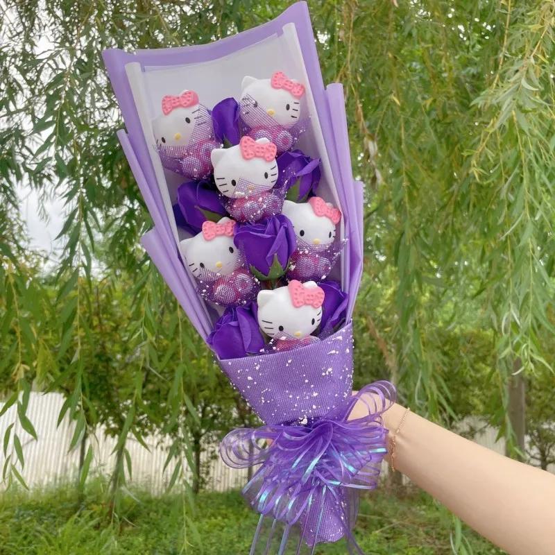 Dessin animé Hello Kitty peluche poupée jouet animaux en peluche Bouquet créatif saint valentin noël