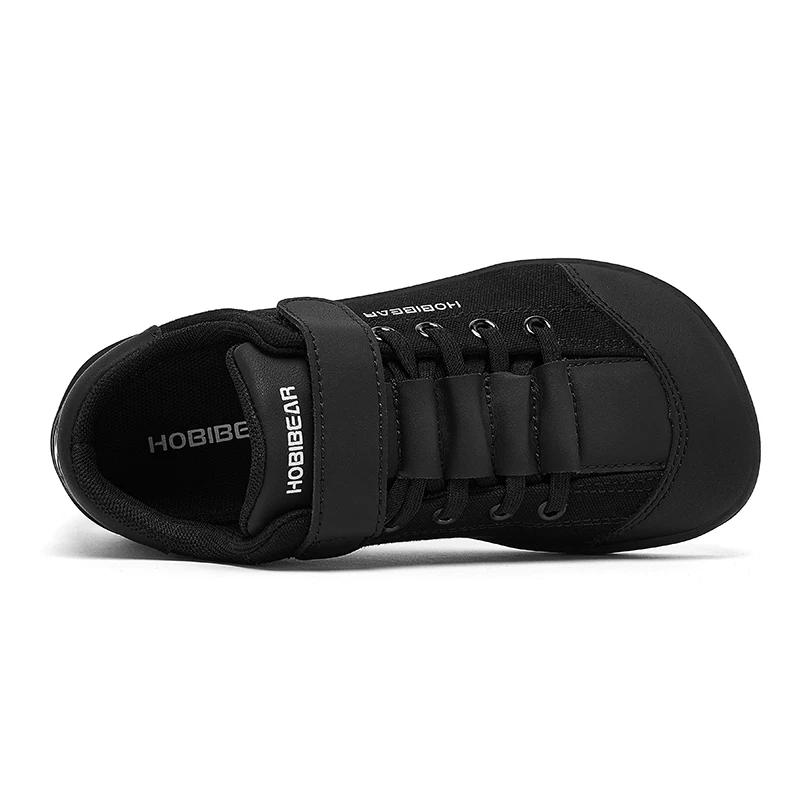 HOBIBEAR enfants chaussures pieds nus bout large zéro chute marche minimaliste Sneaker en cuir artif
