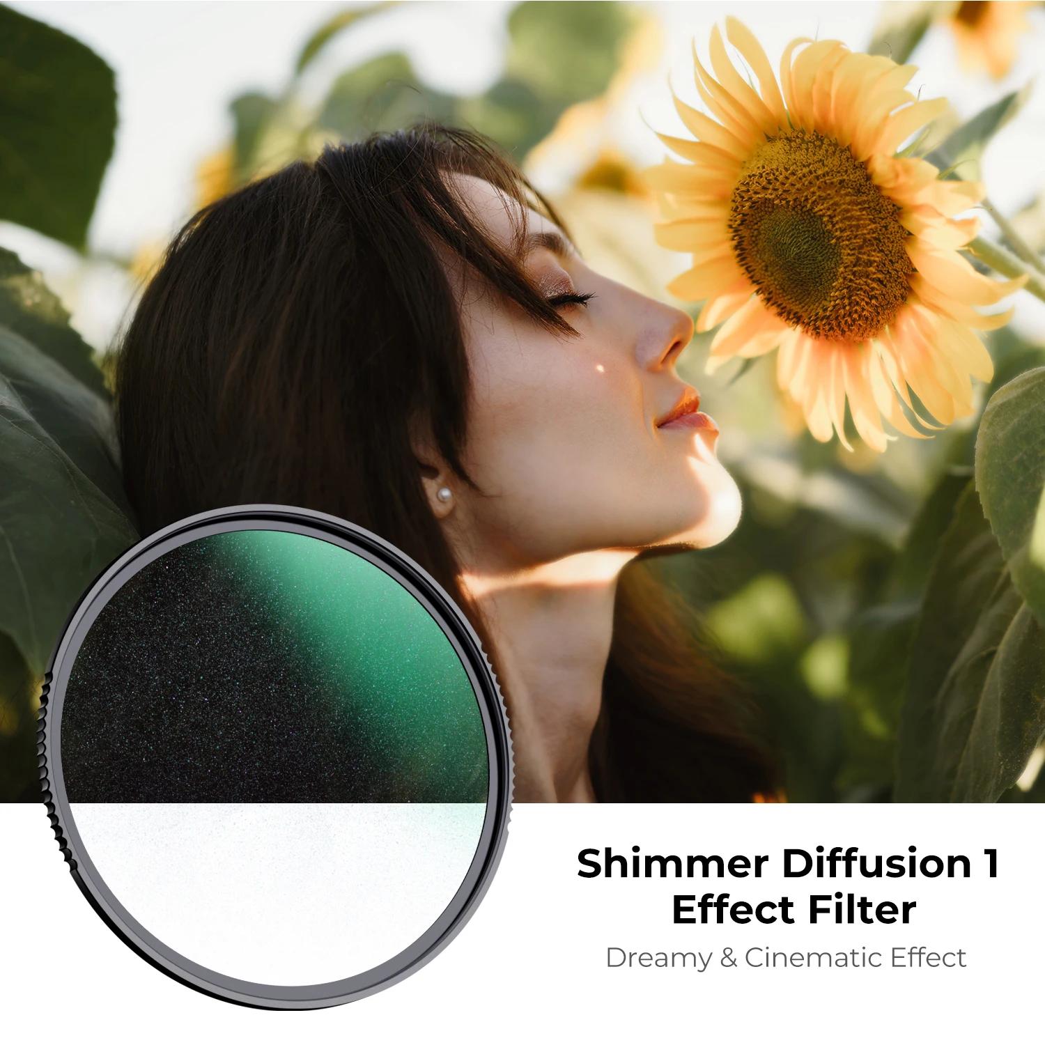Filtre en verre miroir micro-lumineux K&F CONCEPT 49-82mm Shimmer Diffusion 1 pour objectifs d'appar