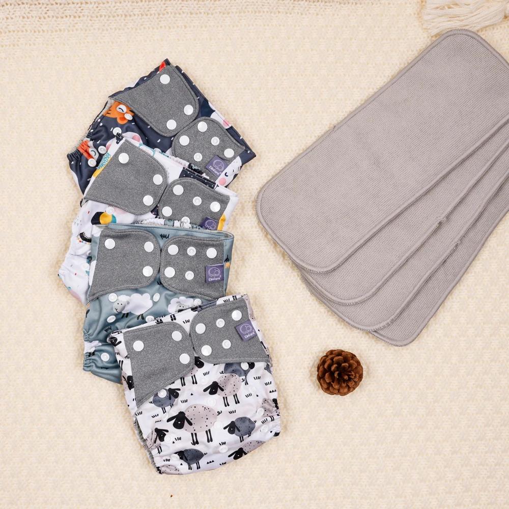 Elinfant – couche-culotte en tissu imperméable pour bébé, avec 4 absorbants, en tissu maille, os int