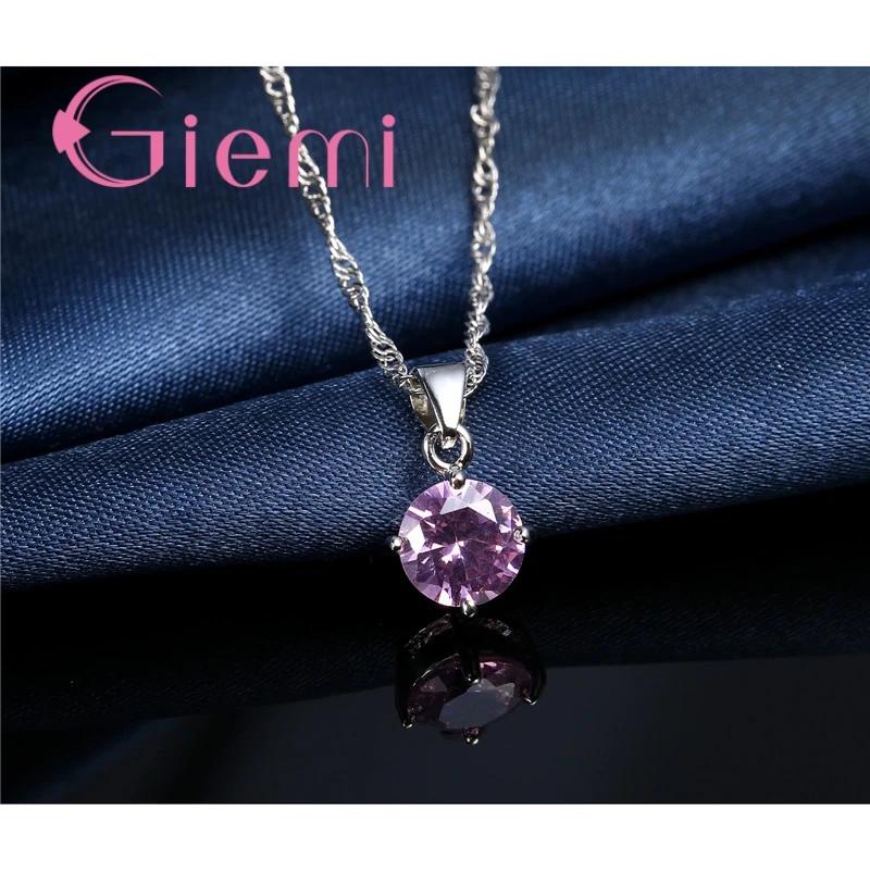 Ensemble de bijoux de mode en argent regardé 925 pour femmes, collier pendentif, boucles d'oreilles 