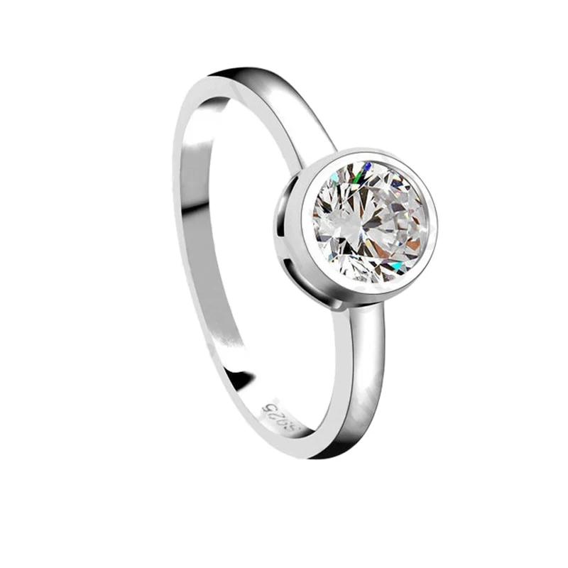 Bagues rondes en argent Sterling 925 pour femme, bijoux de mariée simples, tendance