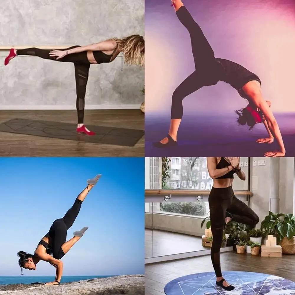 Chaussettes de Yoga antidérapantes, dos nu, en coton, pour femmes, Sport, Pilates, pantoufles de dan