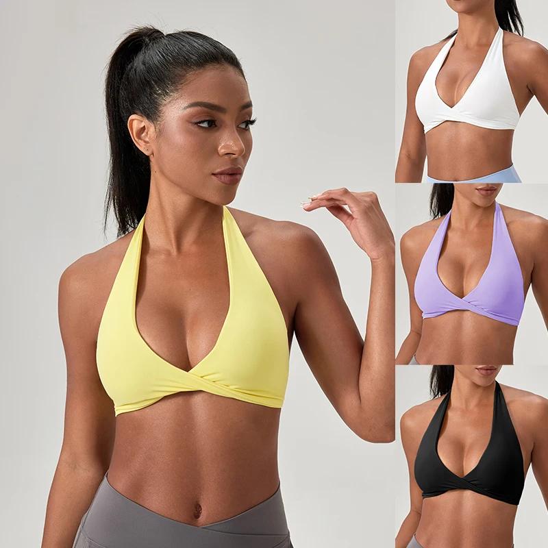 Soutien-gorge de sport yoga femme licou élégant - Soutien optimal course fitness et gymnastique sexy