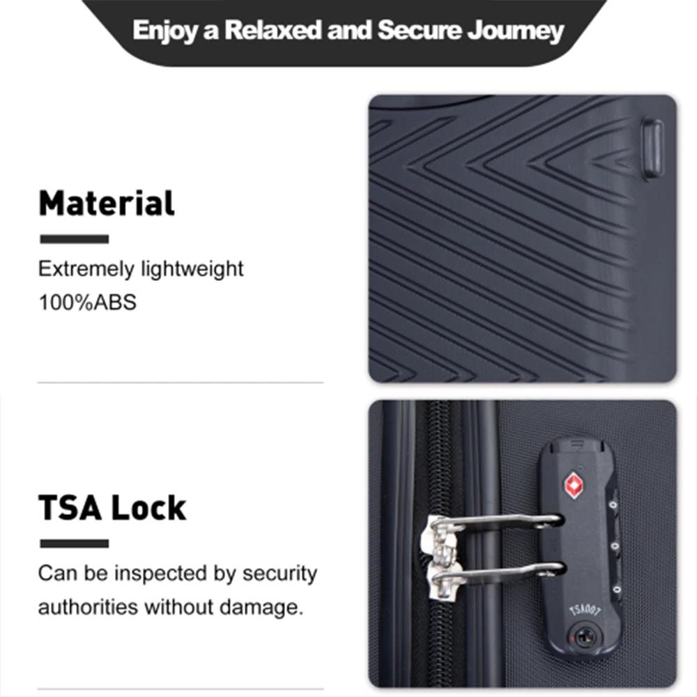 Travelhouse-Ensemble de bagages en ABS avec roues tournantes, valise à main, serrure TSA, 24 po, 28 