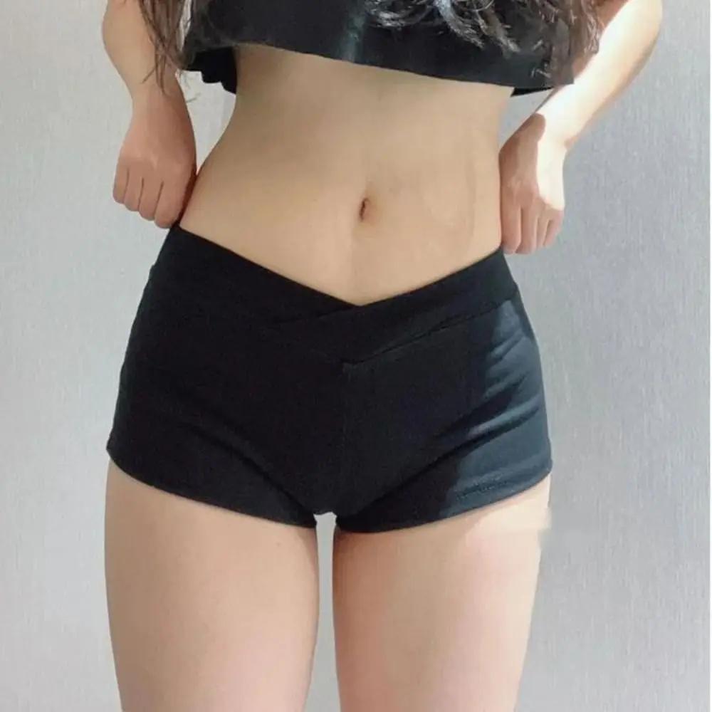Short de sport ultra court, noir, pantalon de ballet, serré, taille basse, simple, décontracté, fitn