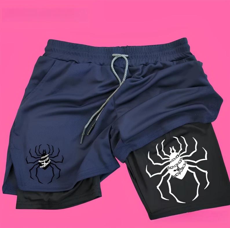 Short de sport 2 en 1 décontracté homme femme Anime Spider Gym HxH - Short fitness gymnastique design manga