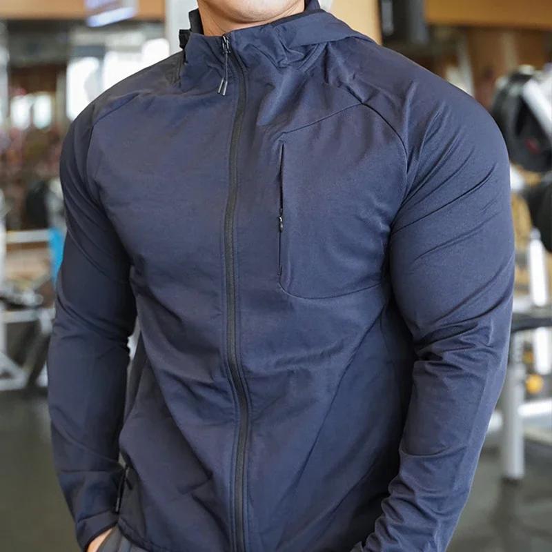 Manteau de dehors en Nylon de Haute Qualité pour Homme, Sweat à Capuche de Fitness, d'Entraînement e