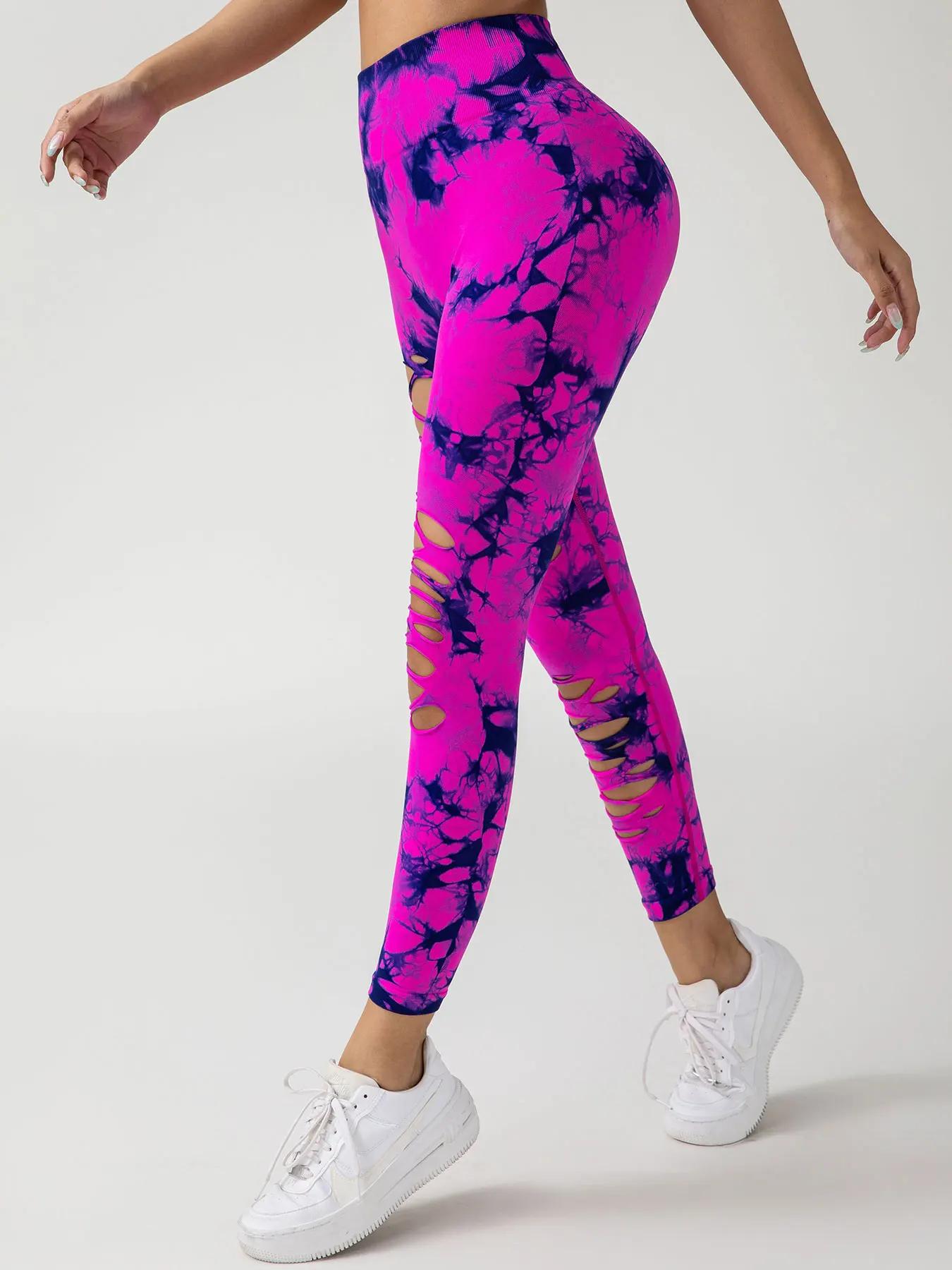 Mode femme sans couture cravate colorant SkinnyYoga pantalon nouveau décontracté évider taille haute