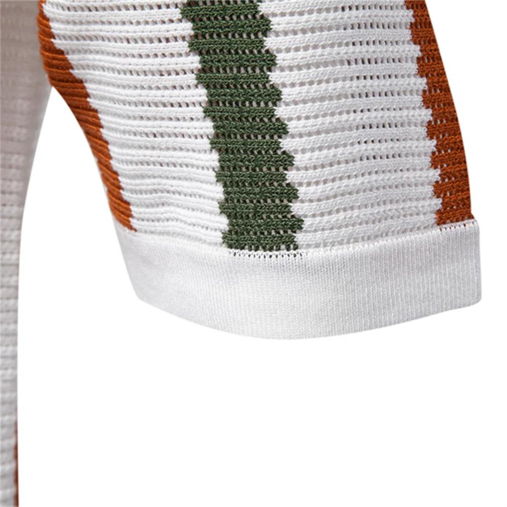 AIOPESON Polo en tricot côtelé pour homme pour tenue décontracté à rayures respirantes avec col conf