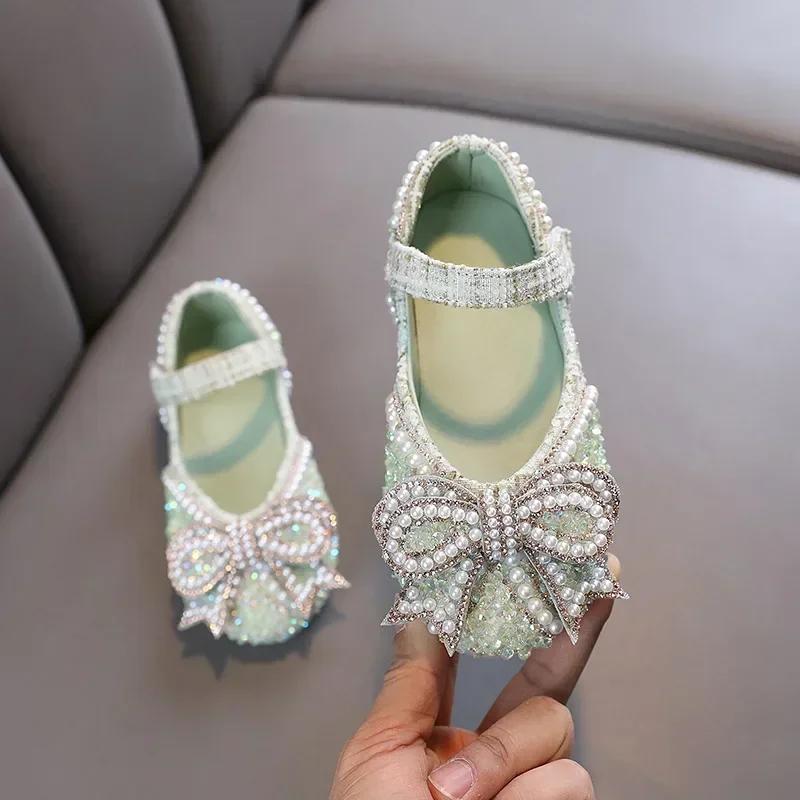 Sandales pour filles, mode, paillettes, strass, nœud, chaussures de princesse pour bébé fille, sanda