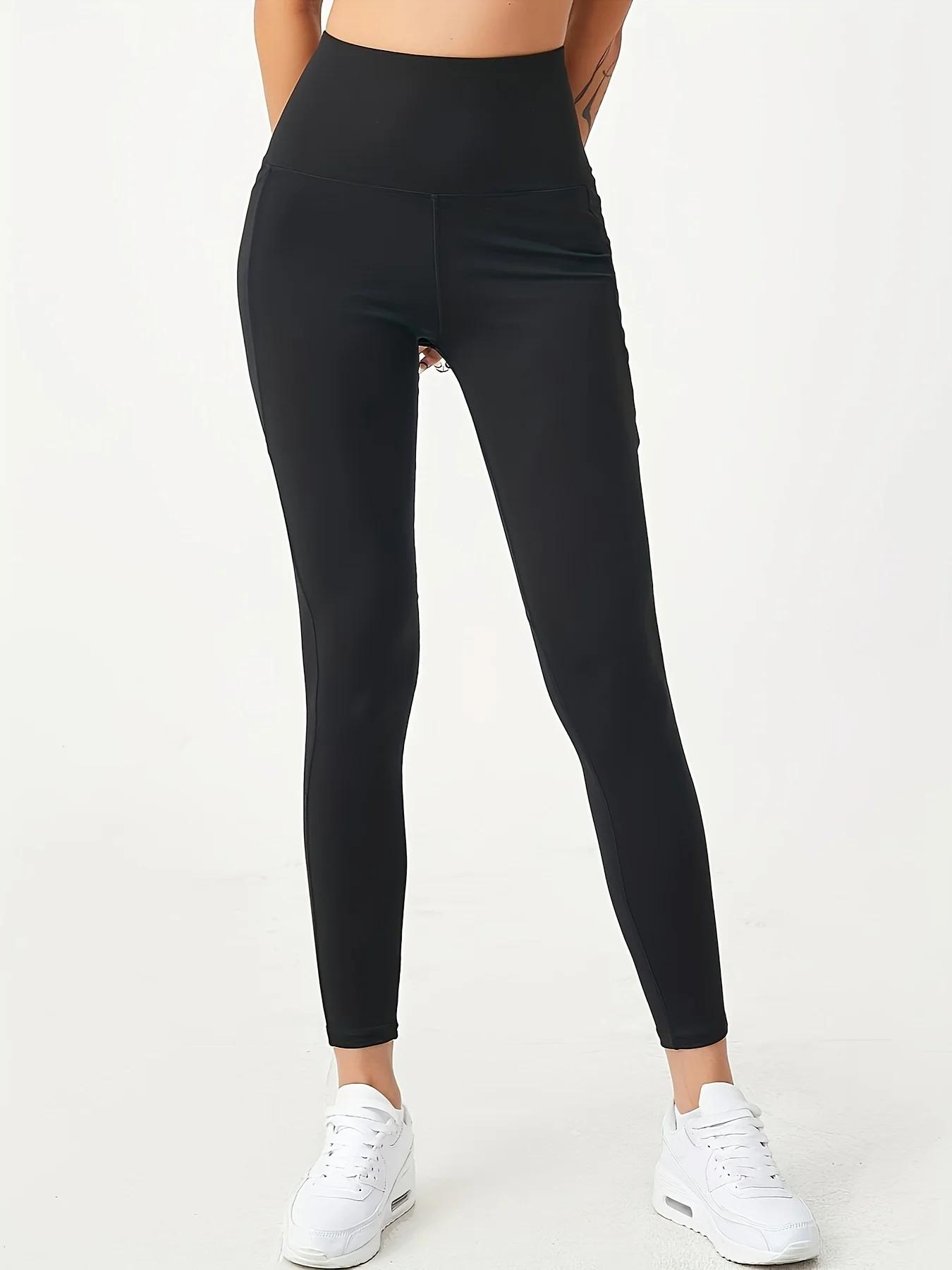 Leggings polaire femme hiver - Pantalon yoga taille haute avec poches pour automne et printemps