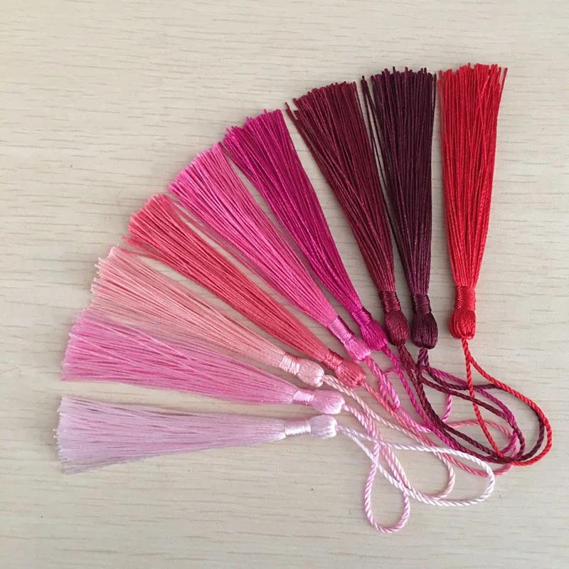 Frange à pampilles en soie et Polyester, 100 pièces/paquet, 13cm, garniture de pompons en coton pour