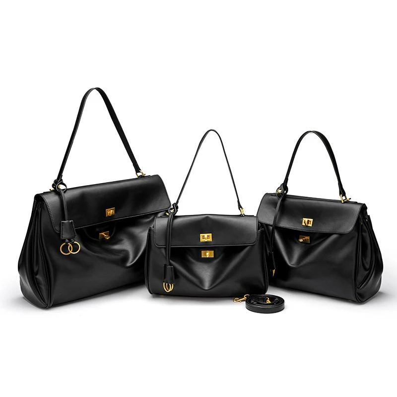 Sac fourre-tout de luxe pour femme en cuir microfibre, avec boucle dorée, sac à bandoulière et sac à