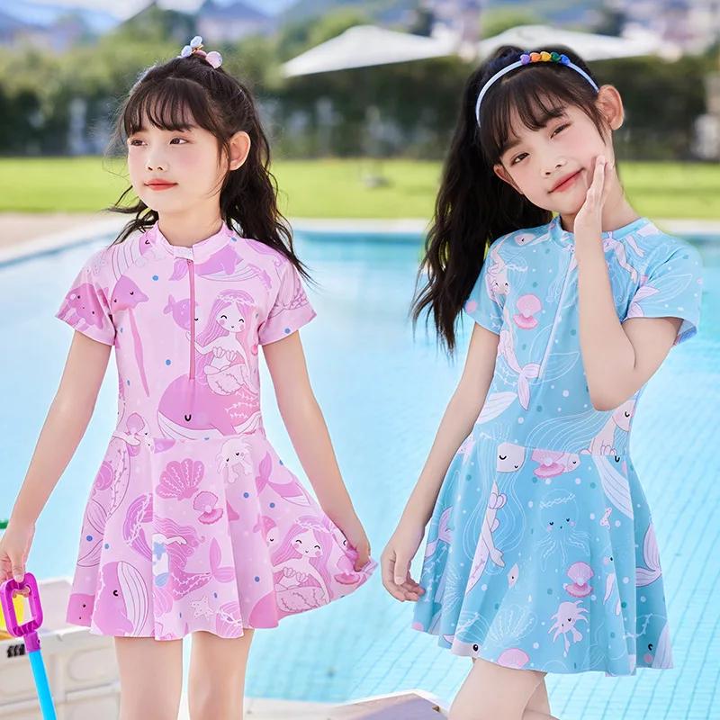 Maillot de bain enfant dauphin bleu dessin animé 2-14 ans vacances piscine mer été fille