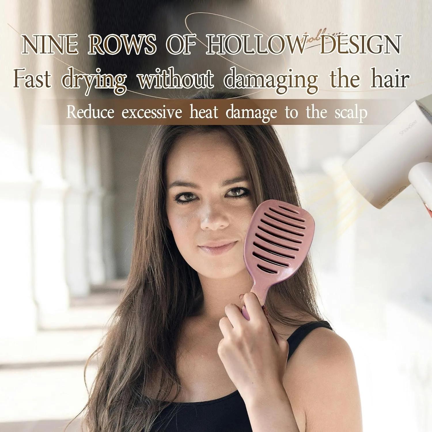 Brosse à cheveux volumisante avec livres intégrés, coiffure, massage, point d'acupuncture, peigne à 