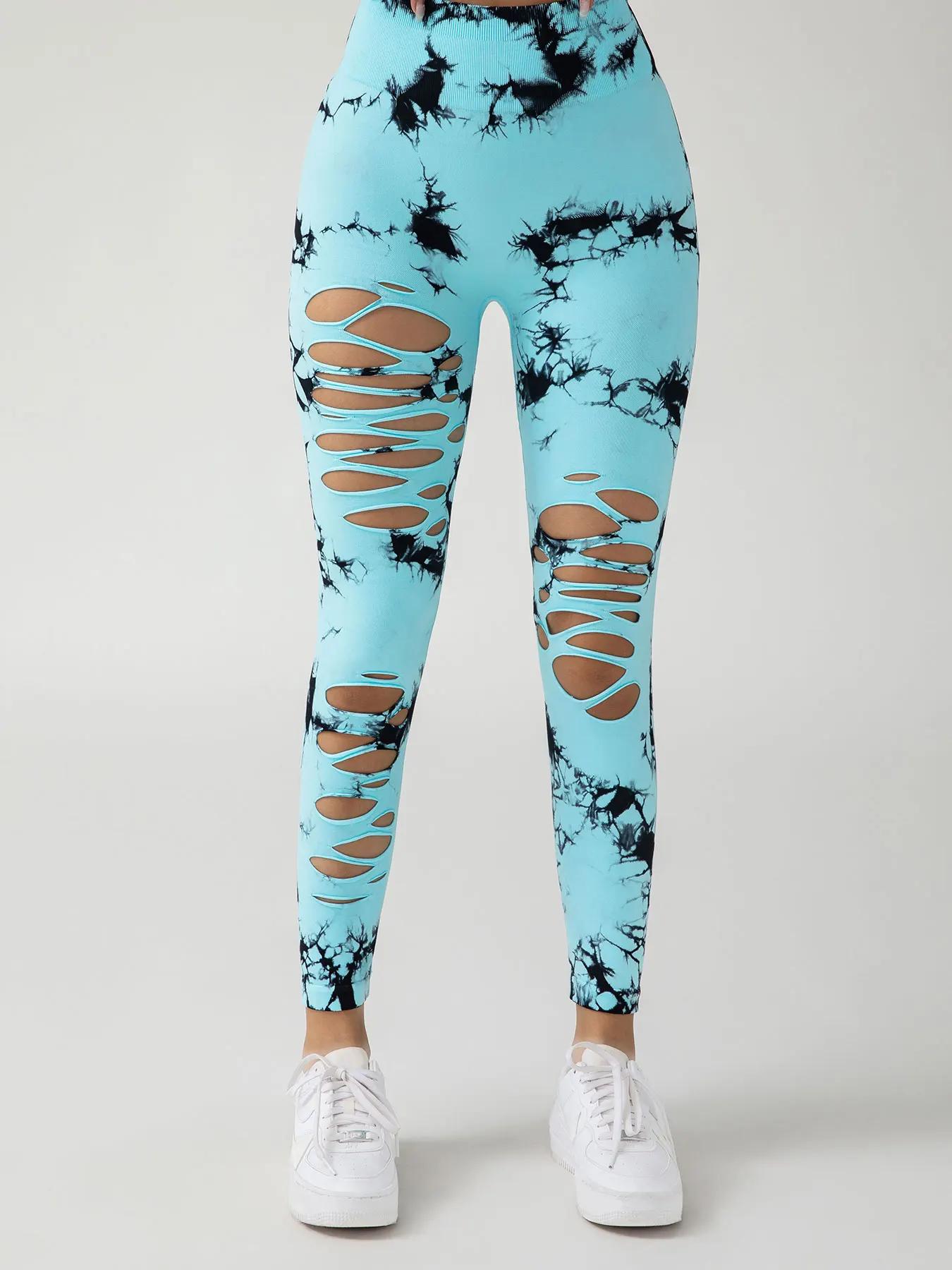 Mode femme sans couture cravate colorant SkinnyYoga pantalon nouveau décontracté évider taille haute
