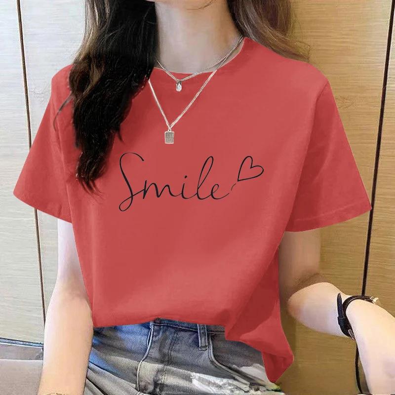 2025 été ample femmes T-Shirt de haute qualité col rond couleur unie à manches courtes femmes vêteme