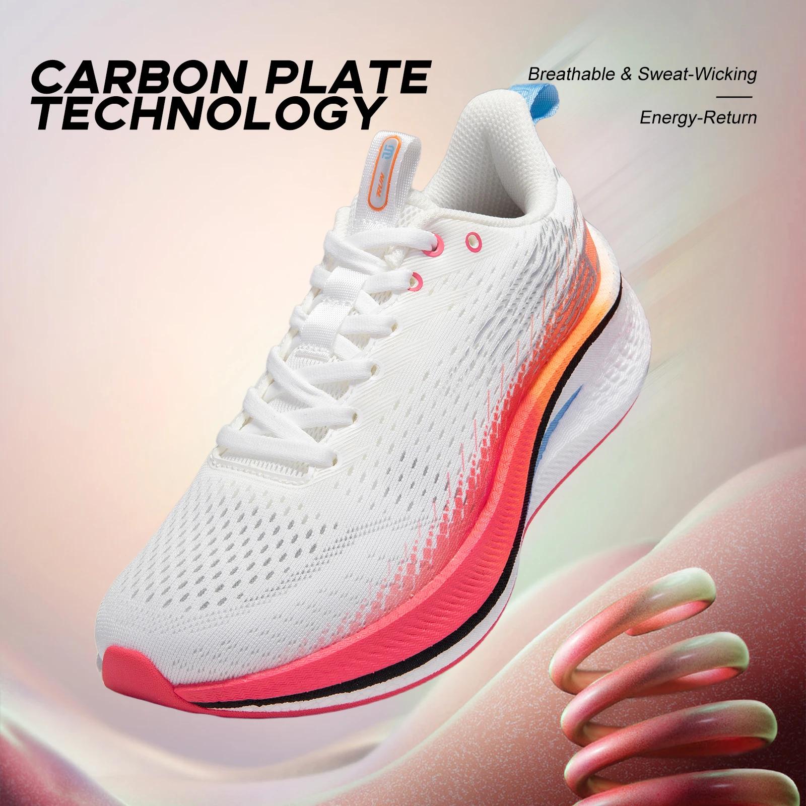 Chaussures de course femme plaque carbone professionnel amorti - Baskets jogging plein air décontracté respirant