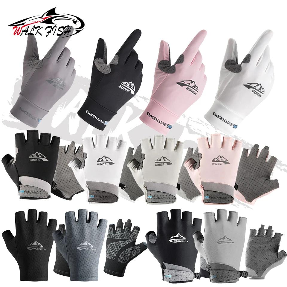 Gants sans doigts pour hommes et femmes, Protection solaire UV, demi-doigt pour la pêche, la pagaie,
