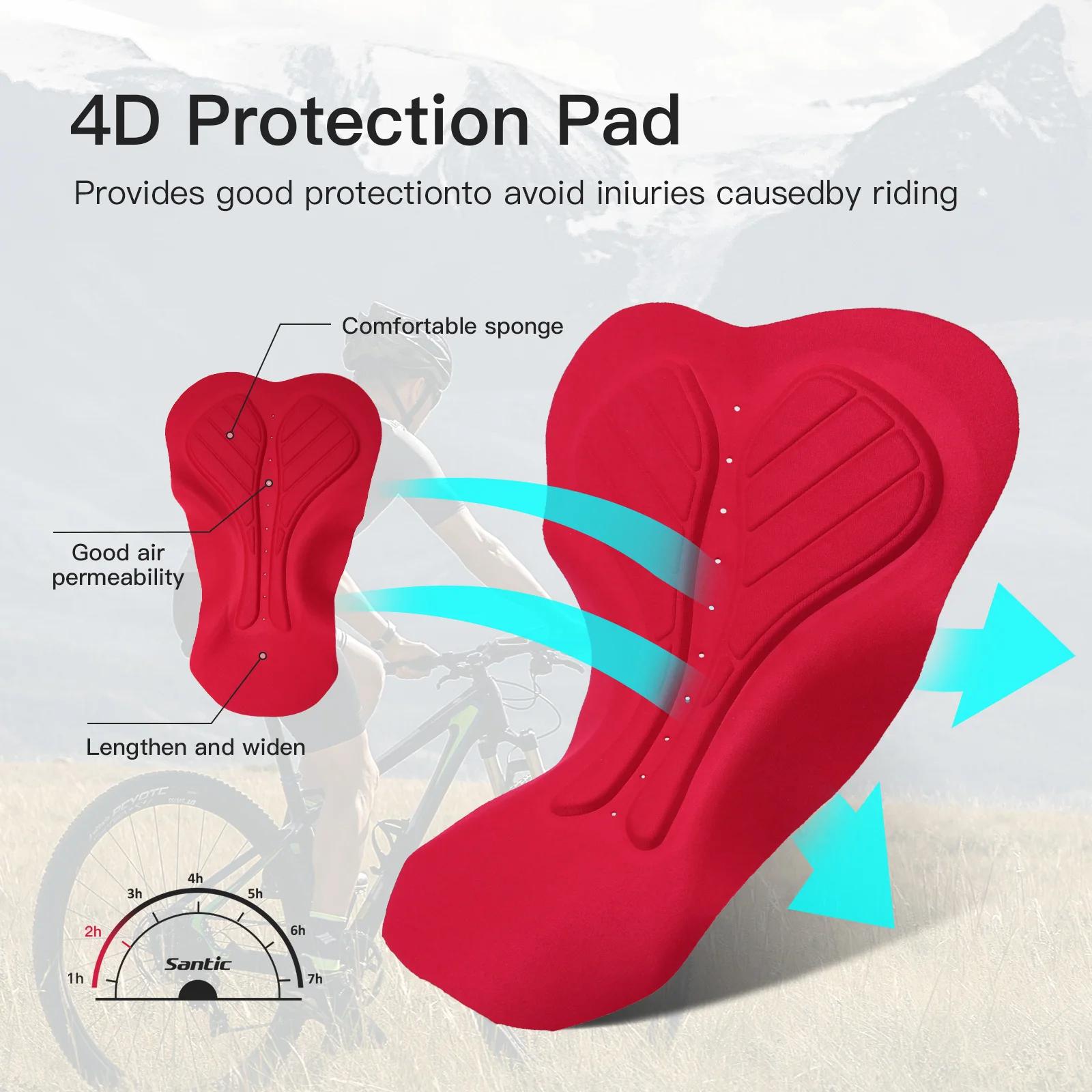 Santic hommes cyclisme cuissard 4D coussin rembourrage cyclisme bas cuissard longue Distance vtt rem