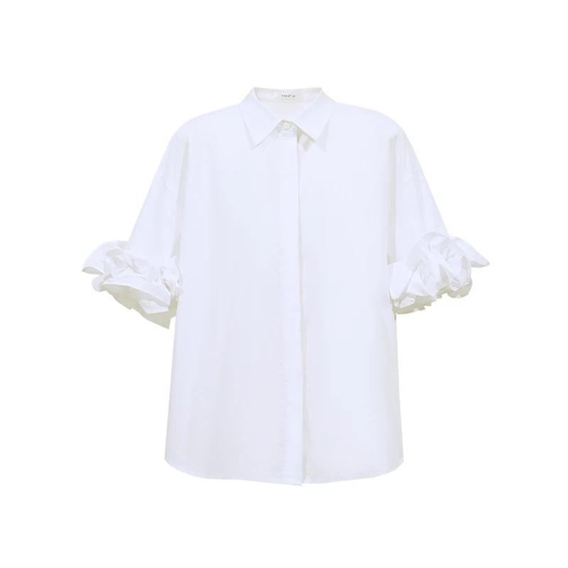 Chemisier Amii en coton pour femme, nouvelle collection été 2026, col à revers, épaules tombantes, c