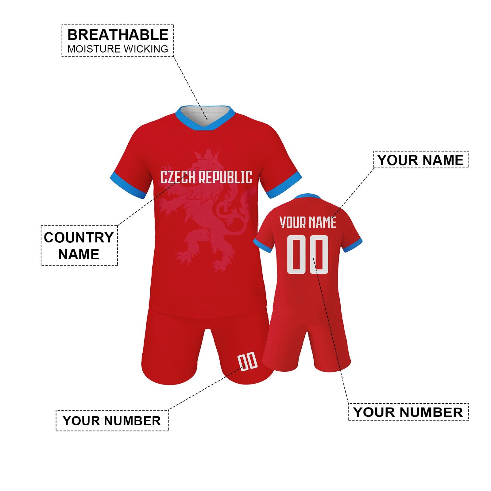 Kit de maillot de football personnalisé pour enfants de la République tchèque, uniforme d'équipe de 