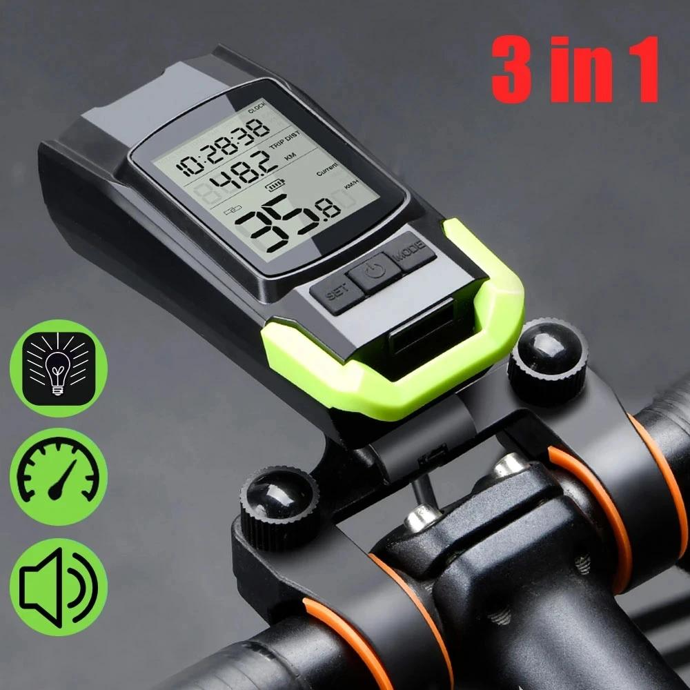 4 Mode USB vélo lumière lampe ordinateur de vélo 3 Mode klaxon lampe de poche Cycle vélo compteur de