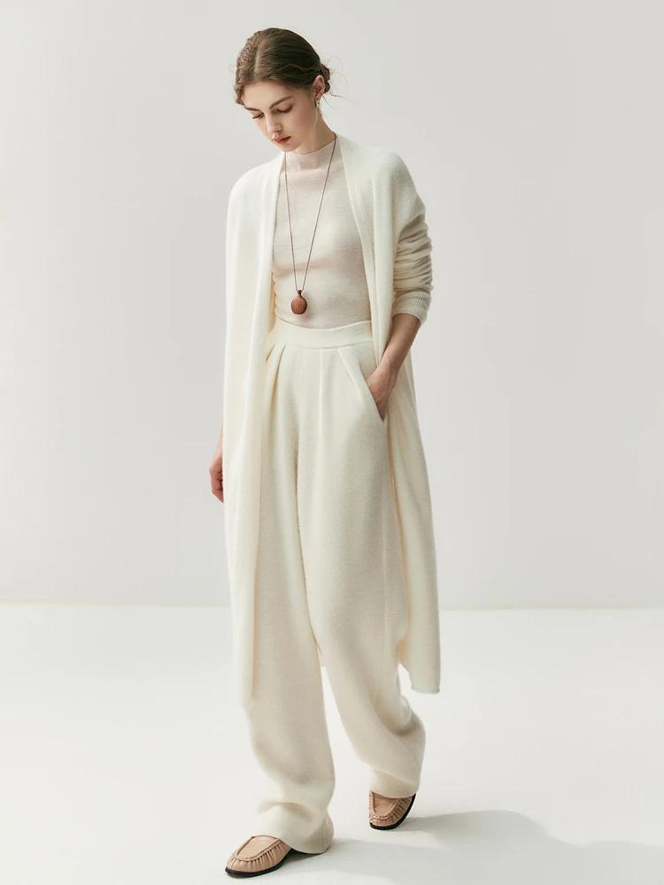 CHICUU femmes Long Cardigan pull 100% cachemire tricots point ouvert décontracté Simple Long Cardiga