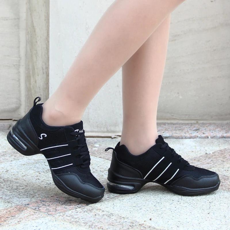 Chaussures de danse modernes pour filles, baskets de Jazz en maille tricotée à coussin d'air élastiq