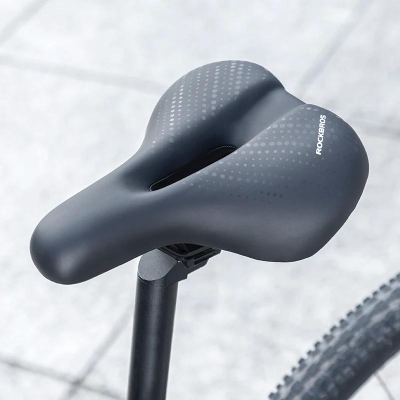 ROCKBROS-Selle de vélo avec feu arrière creux respirant et doux, siège de VTT, absorption des chocs,
