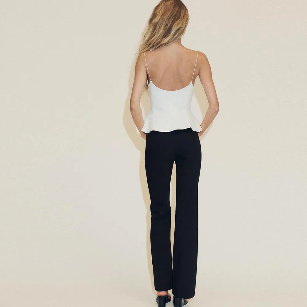 Chemise décontractée pour femme - Style printemps/été. Bretelles élastiques. Col rond. Design sexy. 