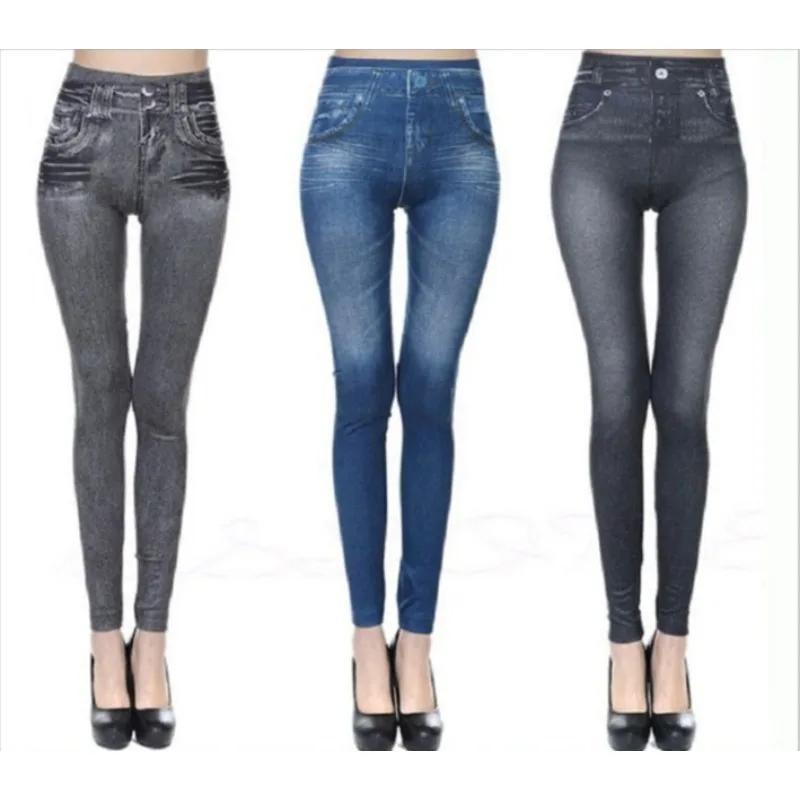 Leggings imprimés en Denim pour femmes, européens et américains, haute élasticité, taille haute, Sli