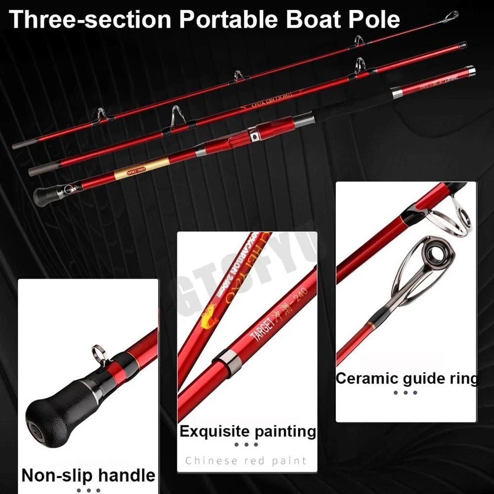 Canne à Pêche Voyage Carbone 3 Pièces Portable - Surf Eau Salée 30-50lb Bateau Pêche Traîne