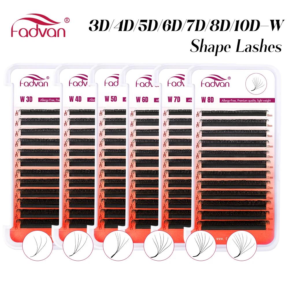 FADVAN 3D/4D/5D/6D/7D/8D Extension de cils en forme de W C D Curl cils de vison naturel préfabriqués