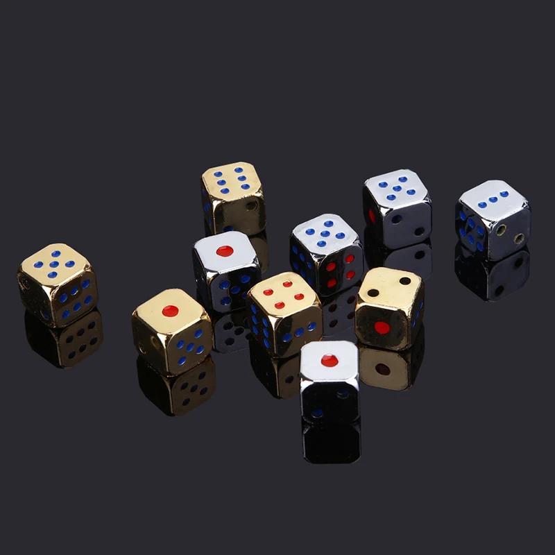 Dés en métal créatifs dorés/argentés, dés de jeu amusants avec points colorés, accessoires de jeu de