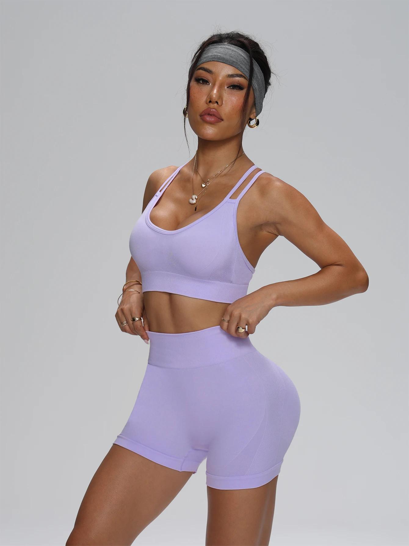Ensemble de sport sans couture pour femmes, 2 pièces, combinaison de Yoga, soutien-gorge de Fitness 