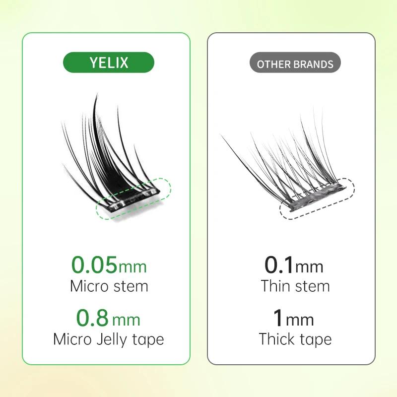 Yélix ﻿   Faux-cils auto-adhésifs en grappe, Extension de cils pour les yeux de chat, sans colle, ré
