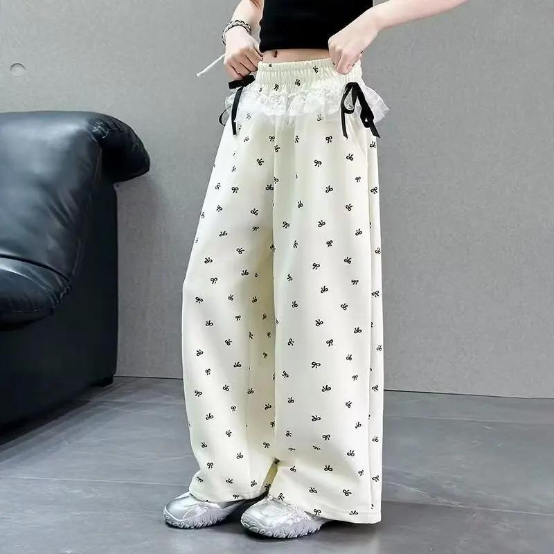 Pantalons à nœuds pour filles, UNITIM, pantalons à jambes larges imprimés pour adolescentes, pantalo