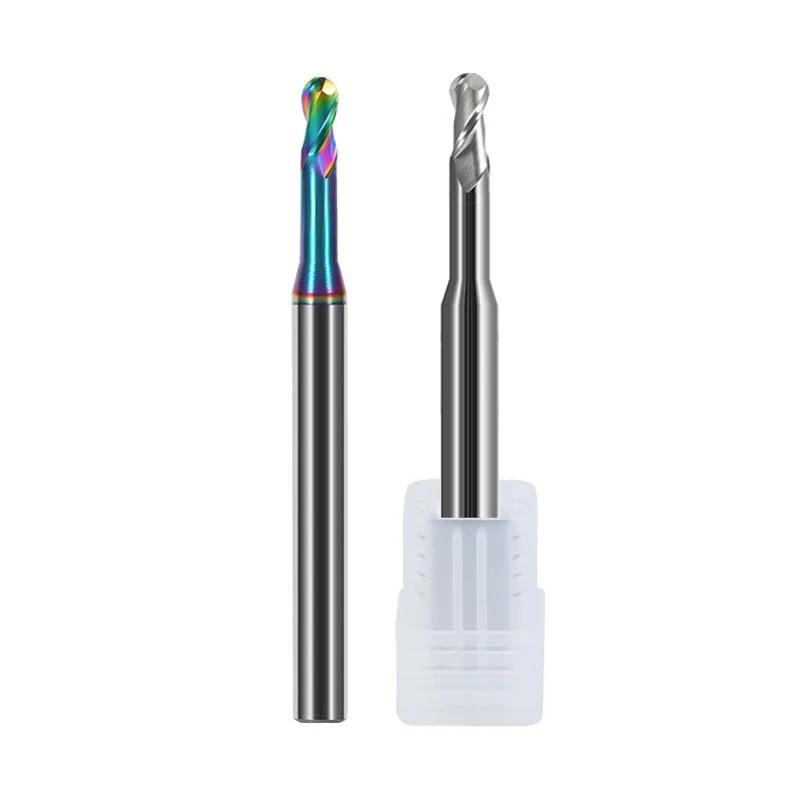 SZAZAM-Fraise en Carbure de Tungstène HRC55/60, Boule à 2 Cannelures pour Aluminium CNC, Traitement 