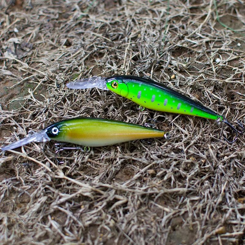 Nouveau 11 cm 10.5g appât dur méné strie leurres de pêche basse crochet d'eau douce perche de plongé