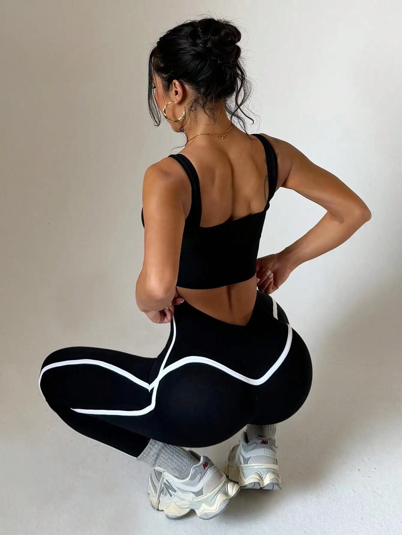 Pantalons de yoga rayés pour femmes, pantalons de sport d'extérieur à séchage rapide, pantalons de y
