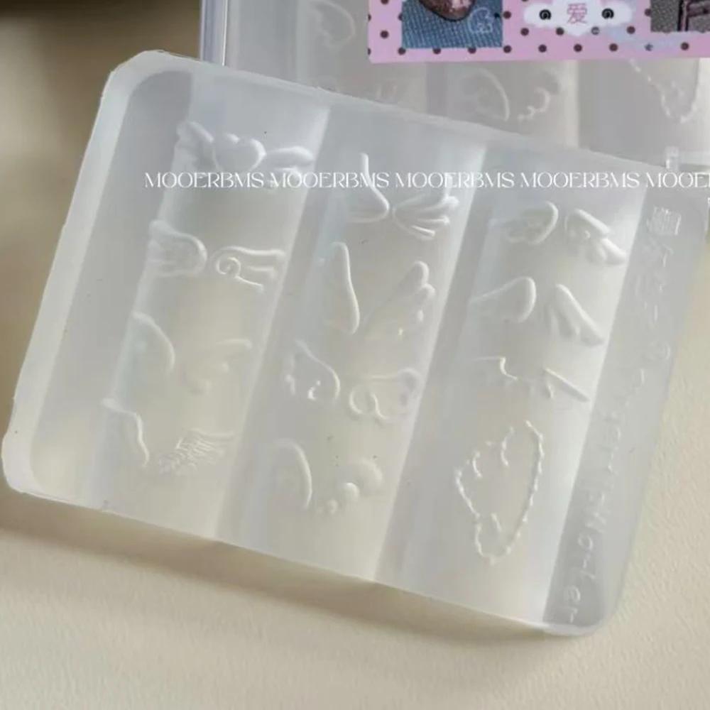 Moule en silicone pour nail art Ailes Mignonnes, design ailes d'ange 3D, réutilisable, transparent, 