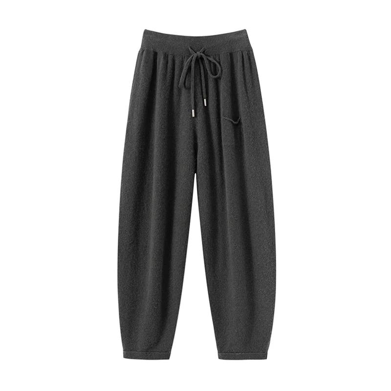 2025 automne hiver femmes 100% cachemire pantalons longs doux confortable taille haute tricoté panta