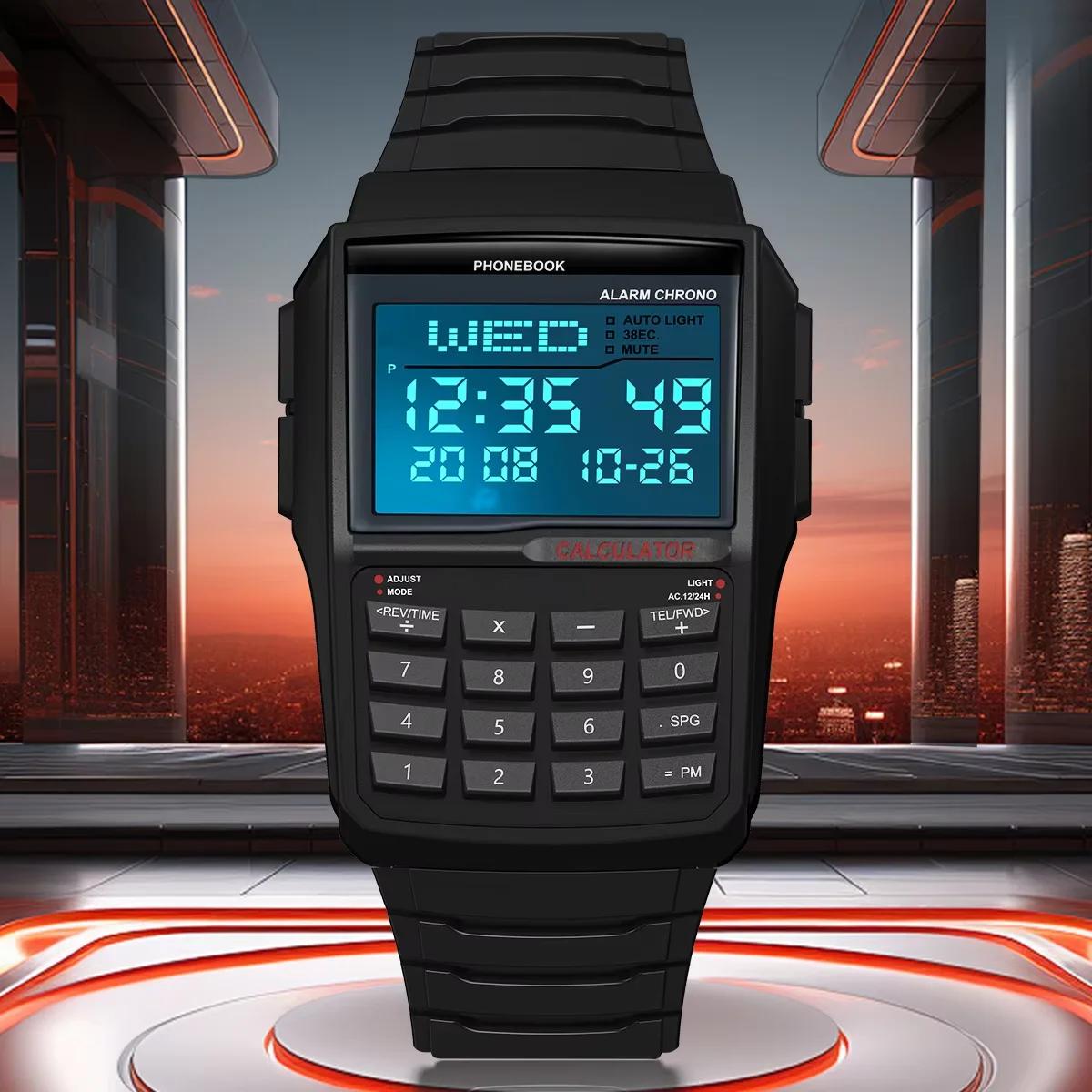 Montre Calculatrice Multifonctionnelle Homme 2026 – Montre Électronique LED de Luxe Tendance, Style 